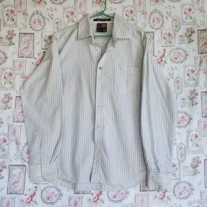 Y2K South Pole Hexagon Product Striped Button Down Shirt White Men Size‎ XL